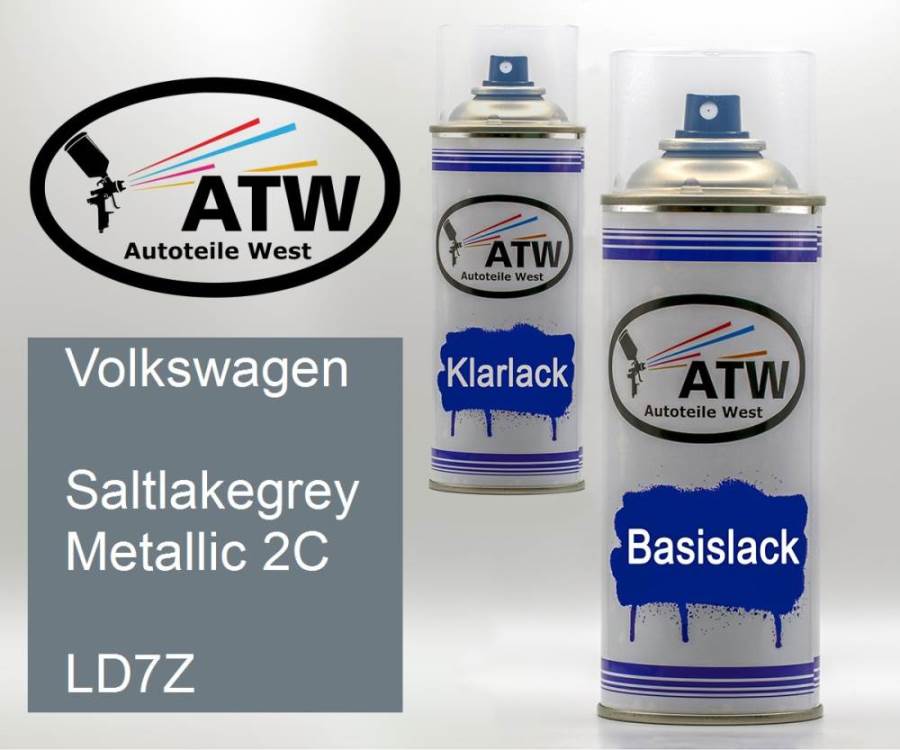 Volkswagen, Saltlakegrey Metallic 2C, LD7Z: 400ml Sprühdose + 400ml Klarlack - Set, von ATW Autoteile West.